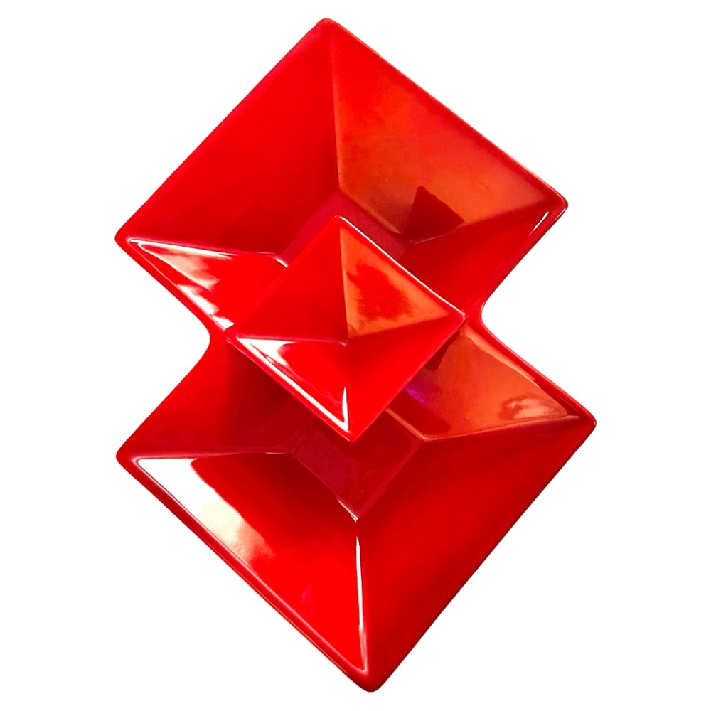 Red Geometric Ceramic Ashtray - Picture 12 of 16